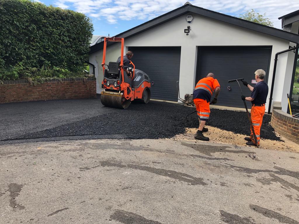 This is a photo of a bitumen driveway which is in the process of being installed by Dandenong South Road Tech